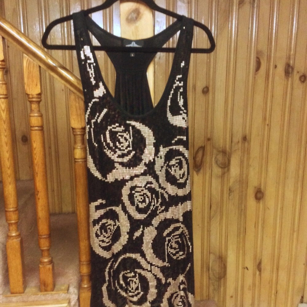 Black with gold sequins dress